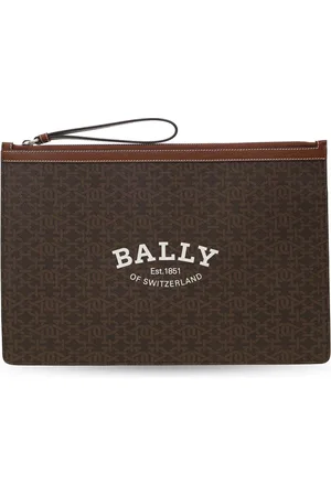Bally Väska, Herr, ONE Size, Läder, Logo Stor Clutch Väska Brun