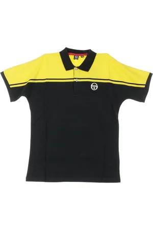 Sergio Tacchini Topp, Herr, M, Polo med korta ärmar i svart/senap