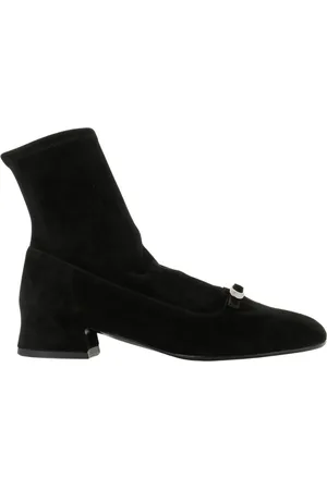 ROBERTO DEL CARLO Skor, Dam, 37 EU, Mocka, Svarta mocka ankelboots med silver spänne