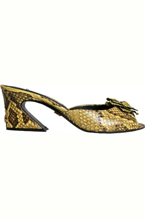 Dolce & Gabbana Skor, Dam, 39 EU, Läder, Gula Läder Blockklack Tofflor Skor