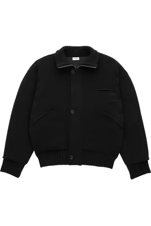 Saint Laurent Stickade tröjor & koftor, Herr, M, Svart Ulljacka med Dragkedja