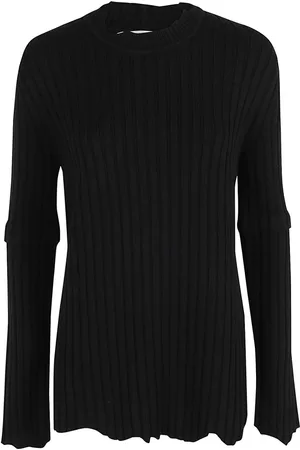 Helmut Lang Stickade tröjor & koftor, Dam, M, Ribbstickad Crewneck Tröja