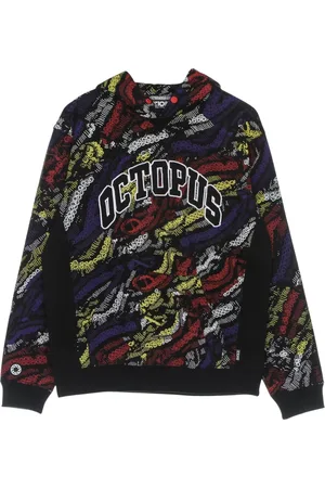 Octopus Sweatshirts & Hoodies, Herr, XL, Bomull, Svart Lättvikts Huva Deco