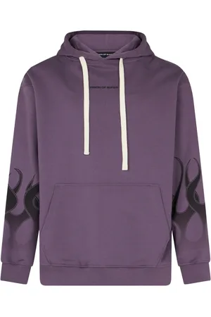 Vision Of Super Sweatshirts & Hoodies, Herr, L, Bomull, Flames Lättvikts huvtröja Lila/svart