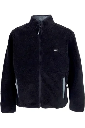Obey Jacka, Herr, M, Polyester, Omvändbar Sherpajacka Svart