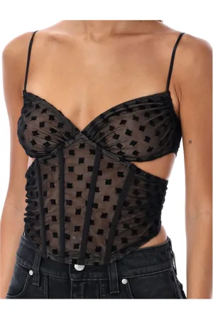 MISBHV Topp, Dam, M, Mesh Monogram Korsett Svart Topwear