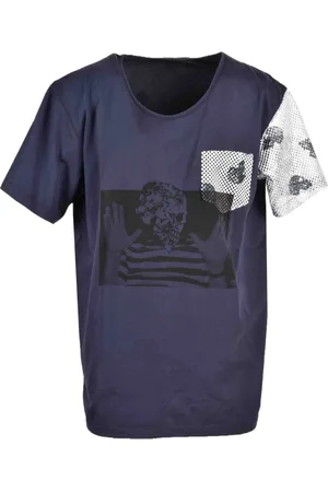 GABRIELE PASINI Topp, Herr, M, Bomull, Blått Print Kortärmad T-shirt