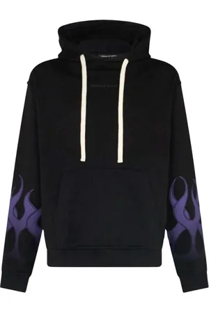 Vision Of Super Sweatshirts & Hoodies, Herr, L, Bomull, Flames Lättvikts huvtröja Svart/Lila