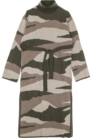 Element Klänning, Dam, S, Bomull, Långärmad Hög Hals Camo Klänning