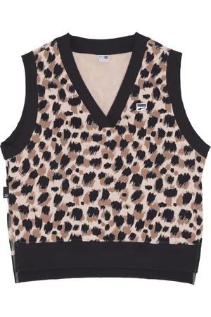 PUMA Stickade tröjor & koftor, Dam, XS, Bomull, Ärmlös Downtown Vest All Over Print