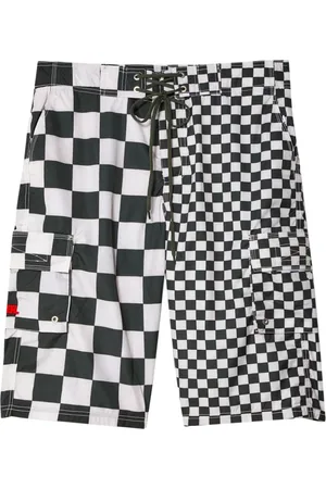 ERL Shorts, Herr, L, Polyester, MultiColour Rutigt Mönster Cargo Byxor