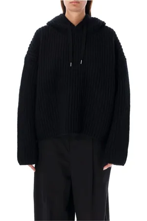 JUNYA WATANABE Sweatshirts & Hoodies, Dam, M, Svart Ribbstickad Oversized Hoodie