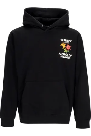 Obey Sweatshirts & Hoodies, Herr, S, Bomull, Himmel Hoodie Premium Fleece Svart