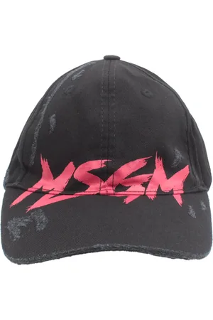 Msgm Accessoarer, Herr, ONE Size, Bomull, Svart baseballkeps med borstad logotyp