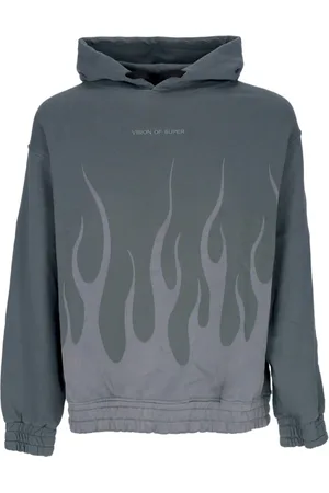 Vision Of Super Sweatshirts & Hoodies, Herr, L, Bomull, Flames Hoodie Grön Herr