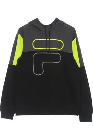 Fila Sweatshirts & Hoodies, Herr, XL, Bomull, Blockerad Lättvikts huvtröja Svart/Asfalt/Svavel Vår