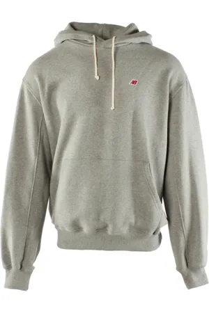 New Balance Sweatshirts & Hoodies, Herr, M, Bomull, Grå Herrhoodie Uppgradera Avslappnad Stil