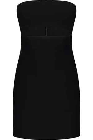 Monot Klänning, Dam, L, Polyester, Svart Axelbandslös Klänning med Urklippsdetalj