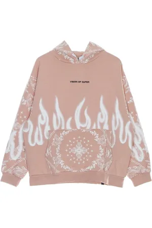 Vision Of Super Sweatshirts & Hoodies, Herr, L, Bomull, Bandana Print Lättvikts Hoodie Rosa