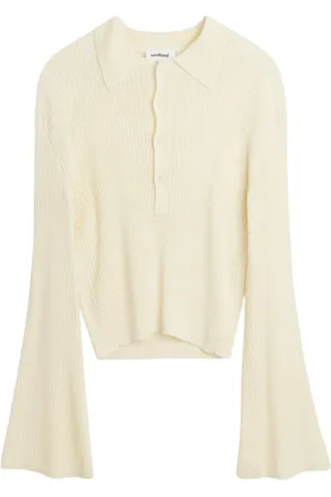 Soulland Stickade tröjor & koftor, unisex, 2Xs/Xs, Stickad Polo Jumper med Utställda ärmar
