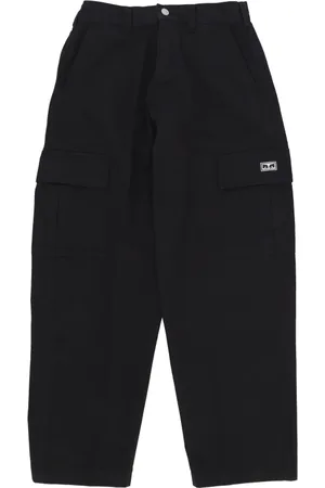 Obey Byxor, Herr, W36, Bomull, Svarta Cargo Byxor med Fickor