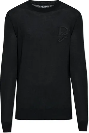 Dolce & Gabbana Stickade tröjor & koftor, Herr, L, Kashmir, Kashmirtröja med logotyp