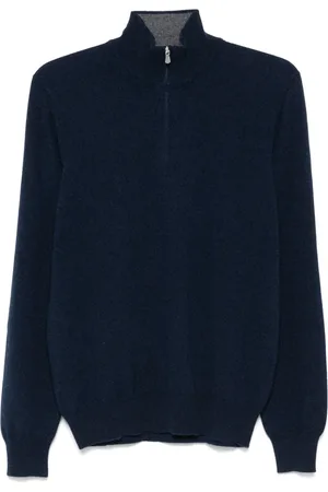 BARBA Stickade tröjor & koftor, Herr, M, Lyxig Cashmere Half-Zip Stickad Tröja