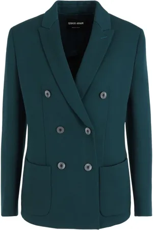 Giorgio Armani Jacka, Dam, M, Gröna ulljackor med logoknappar