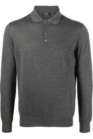 BARBA Stickade tröjor & koftor, Herr, L, Lyxig Cashmere Silk Polo Shirt