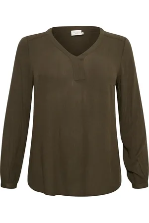 Kaffe Blusar & Skjortor , Dam, 8Xl, Skog Natt Långärmad Blus