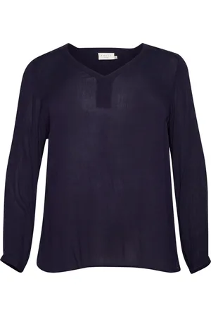 Kaffe Blusar & Skjortor , Dam, 6Xl, Lila V-ringad Långärmad Blus