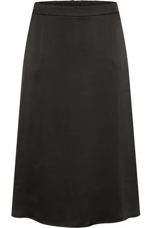 Kaffe Kjol, Dam, 3Xl, Polyester, Enkel Svart Djup Kjol