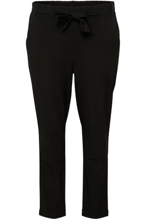 Kaffe Byxor, Dam, 8Xl, Slim-leg Bältes Svarta Byxor