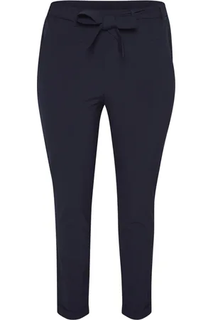 Kaffe Byxor, Dam, 2Xl, Midnight Marine Bältes Slim-Leg Byxor