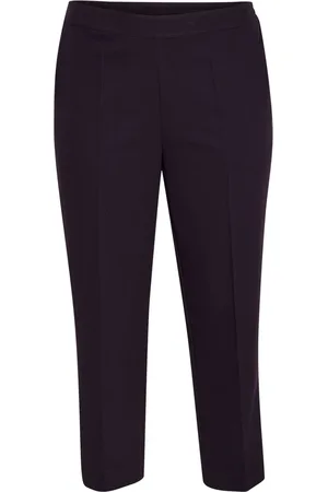 Kaffe Byxor, Dam, 2Xl, Lila Cropped Byxor med Elastisk Midja