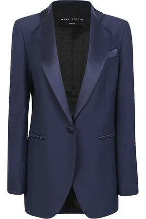 HEBE STUDIO Jacka, Dam, M, Polyester, Blå Polyesterjacka Tillverkad i Italien