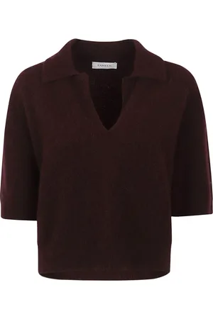 LANEUS Stickade tröjor & koftor, Dam, M, Kashmir, Kashmir Silke Blandning Bordeaux T-shirts Polos