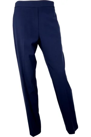 Kaos Byxor, Dam, XL, Polyester, Rak Ben Elastisk Midja Byxor Blå Natt