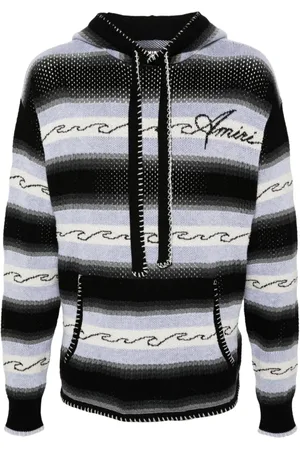 AMIRI Sweatshirts & Hoodies, Herr, L, Bomull, Randig Stickad Huva Tröja