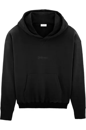 Saint Laurent Sweatshirts & Hoodies, Herr, S, Bomull, Svart huva bomullssweatshirt