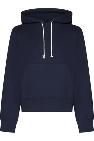 Saint Laurent Sweatshirts & Hoodies, Herr, L, Bomull, Blå Bomull Huvtröja Aw24