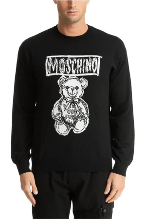 Moschino Stickade tröjor & koftor, Herr, S, Abstrakt Teddy Bear Sweater med Logo