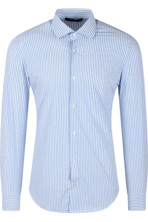 Brian Dales Skjorta, Herr, S, Nylon, Slim Fit Randig Skjorta med Fransk Krage
