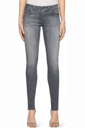 Dondup Jeans, Dam, W29, Bomull, Stretch Skinny Grå Tvättade Jeans