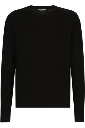 Dolce & Gabbana Stickade tröjor & koftor, Herr, XL, Svart tröja med rund hals