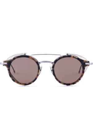 Thom Browne Accessoarer, Herr, ONE Size, Runda Aviator Solglasögon - Mörkbrun