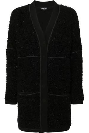 Giorgio Armani Stickade tröjor & koftor, Dam, S, Svart Boucle Tröja Metallic Detalj
