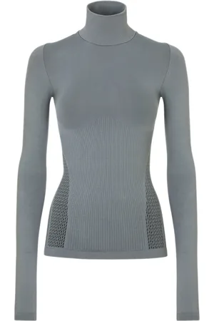 Fendi Topp, Dam, S, Polyester, Grå Skidtröja med FF Detalj