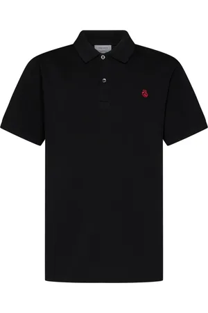 Alexander McQueen Topp, Herr, S, Bomull, Svart Pikétröja med Inverterat Skull Design