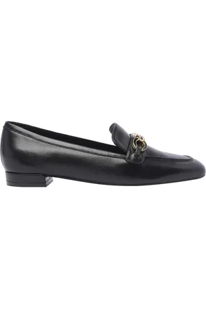 Stuart Weitzman Skor, Dam, 37 EU, Läder, Svarta Läderloafers Fyrkantig Tå